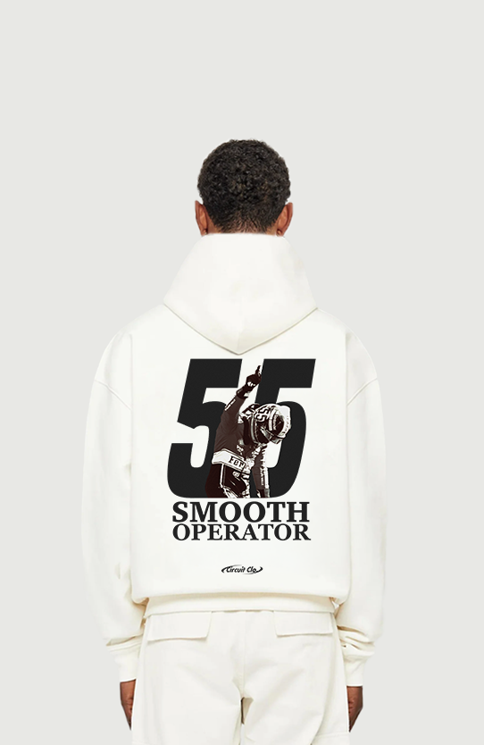 Oversized graphic hoodie with hood, ribbed trims and racing back print