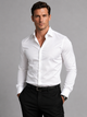 Men's slim fit long sleeve shirt with pointed collar and button front