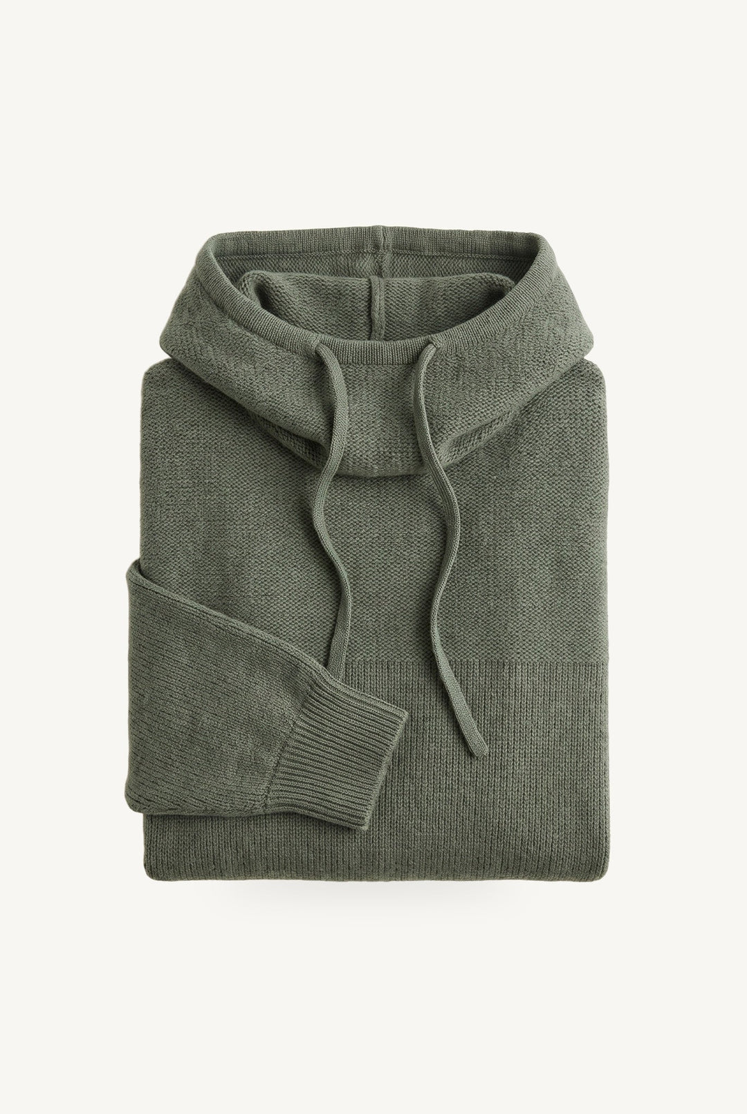 Women's textured knit hoodie with hood, drawstrings and long sleeves