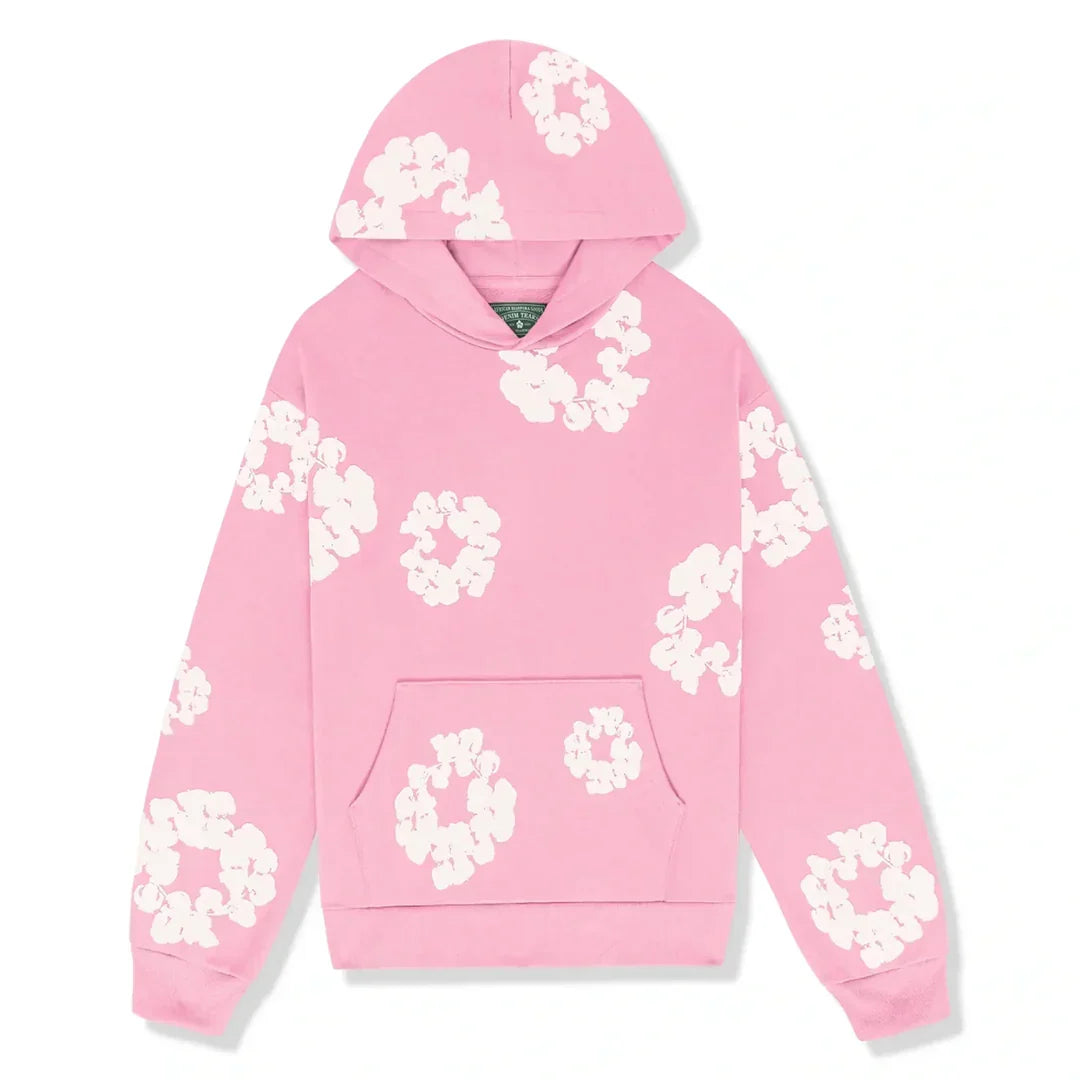 Men's floral printed pullover hoodie with hood and kangaroo pocket