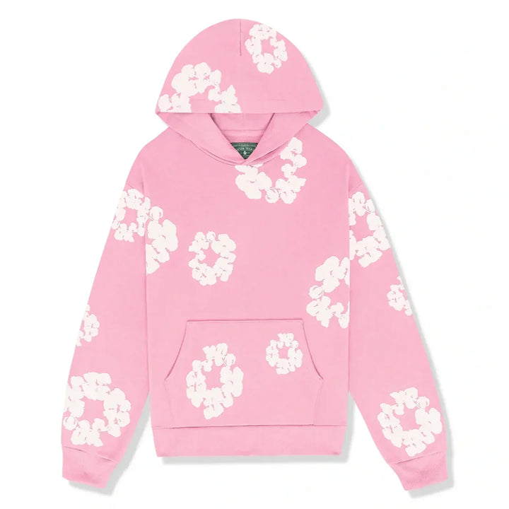 Men's floral printed pullover hoodie with hood and kangaroo pocket