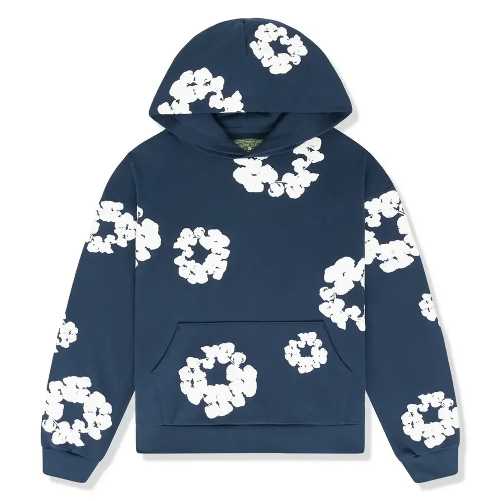 Men's floral printed pullover hoodie with hood and kangaroo pocket