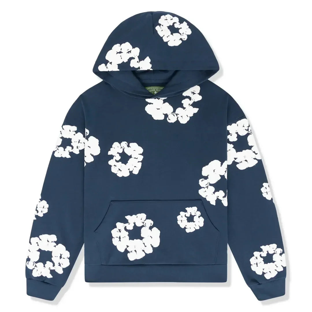 Men's floral printed pullover hoodie with hood and kangaroo pocket