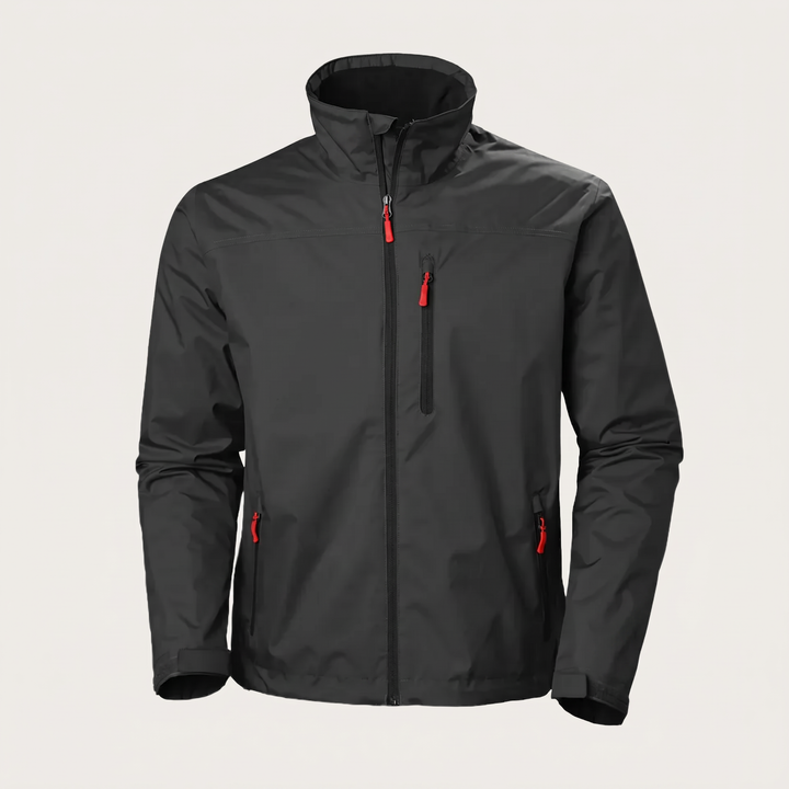 Men's plain softshell jacket with high collar, zip front and adjustable cuffs