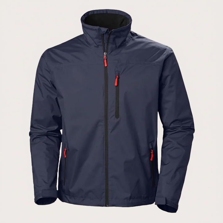 Men's plain softshell jacket with high collar, zip front and adjustable cuffs