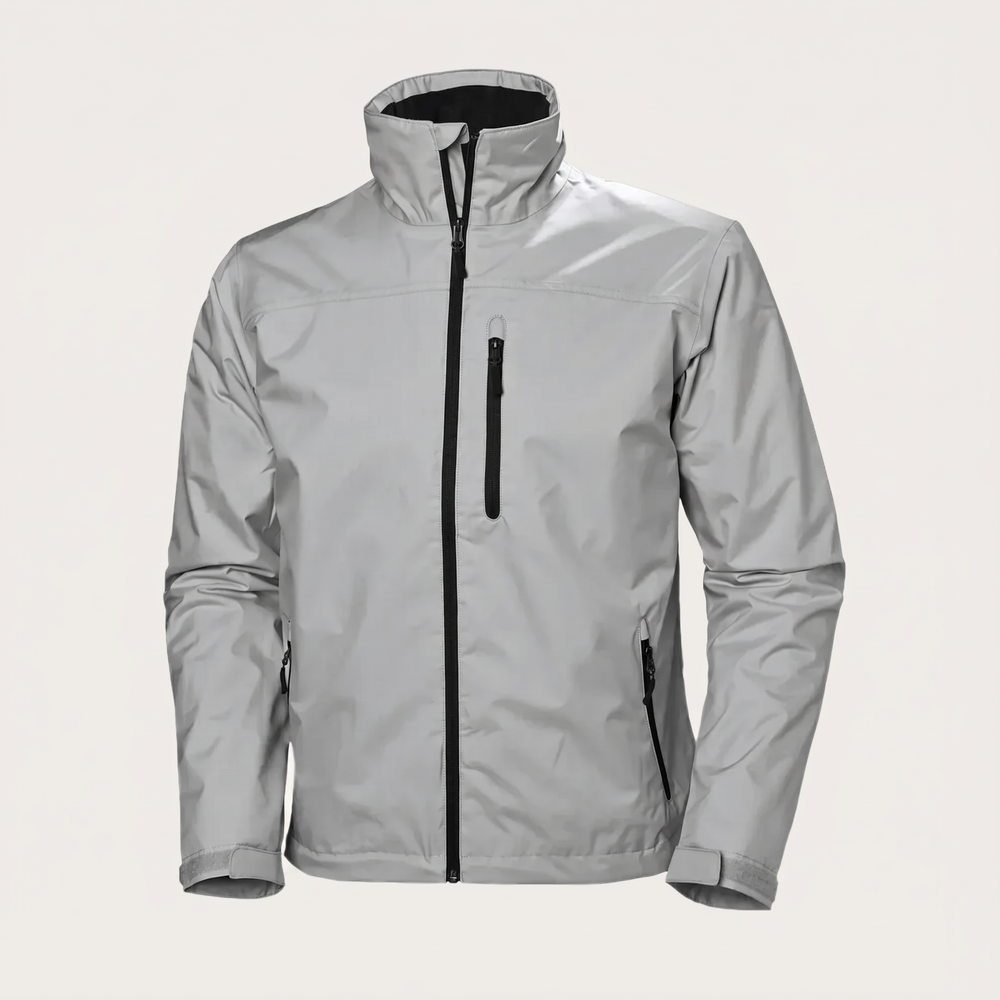 Men's plain softshell jacket with high collar, zip front and adjustable cuffs