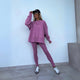 Women's long-sleeve sweatshirt and leggings set with crew neck