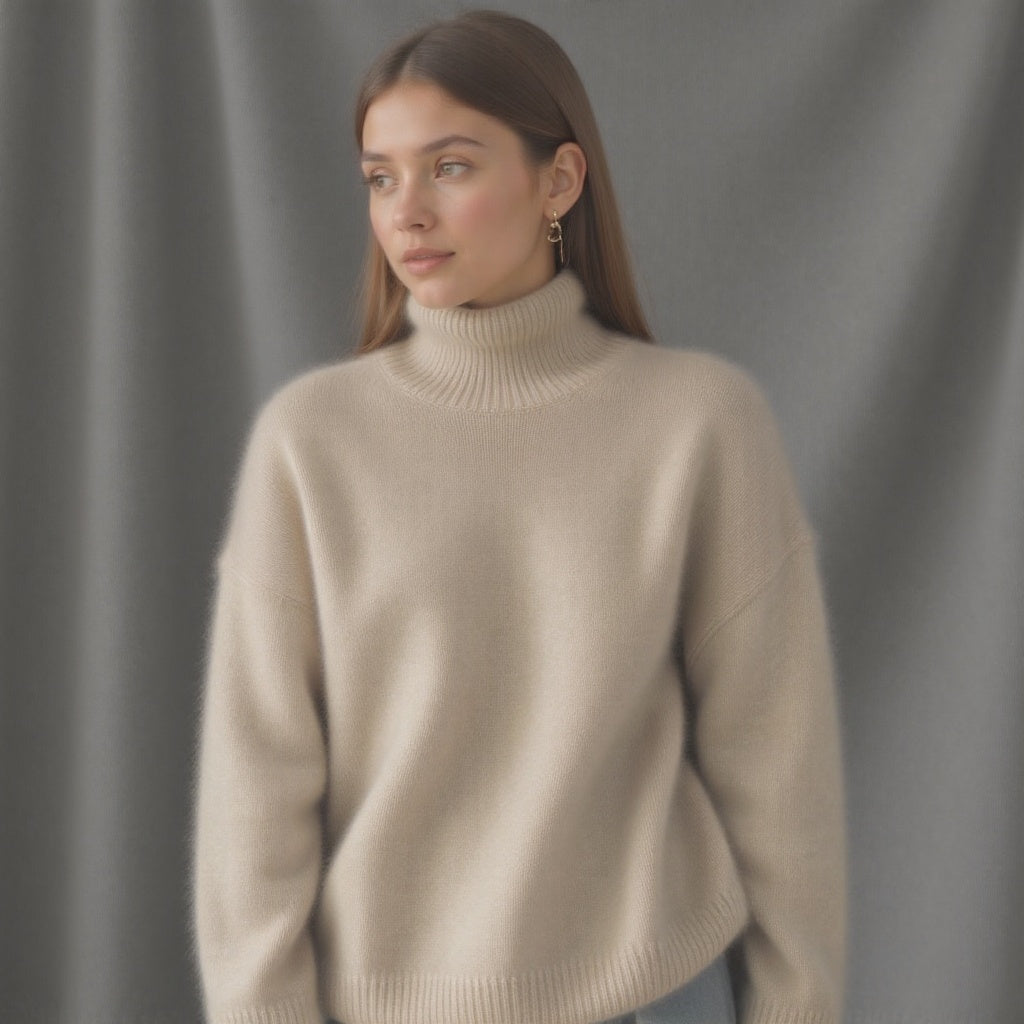 Women's oversized turtleneck knit sweater