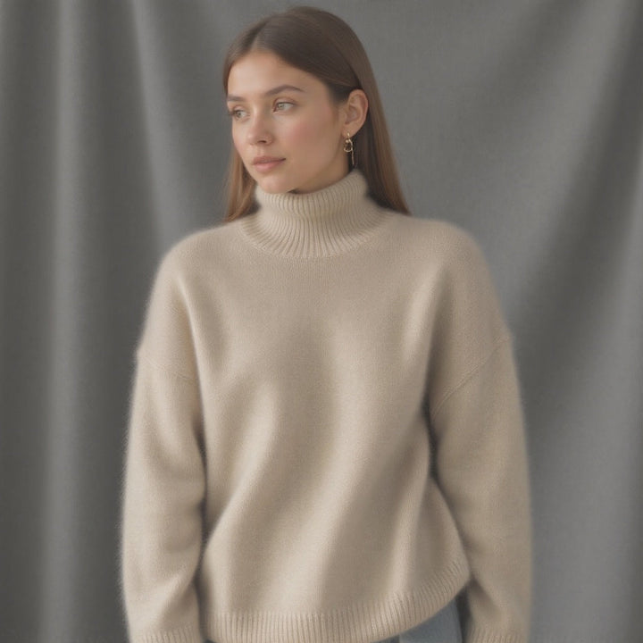 Women's oversized turtleneck knit sweater