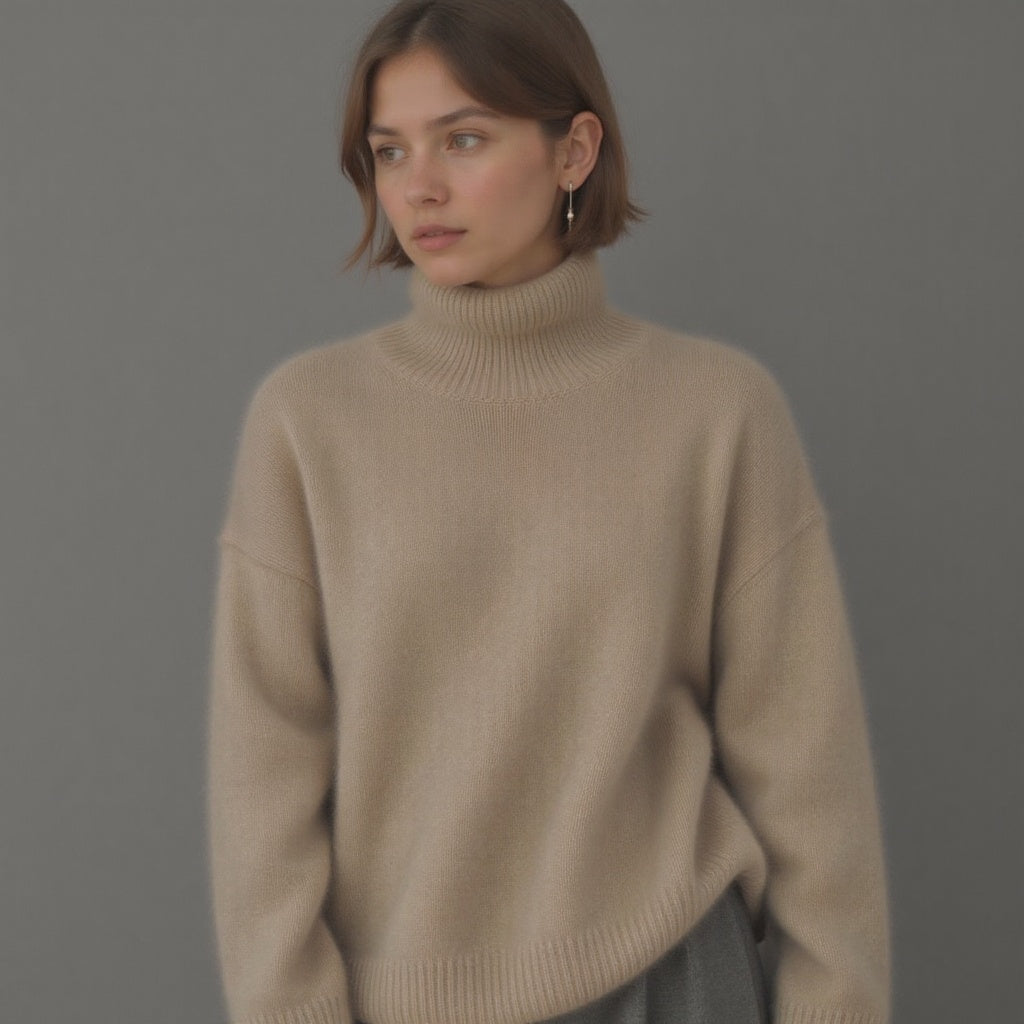 Women's oversized turtleneck knit sweater