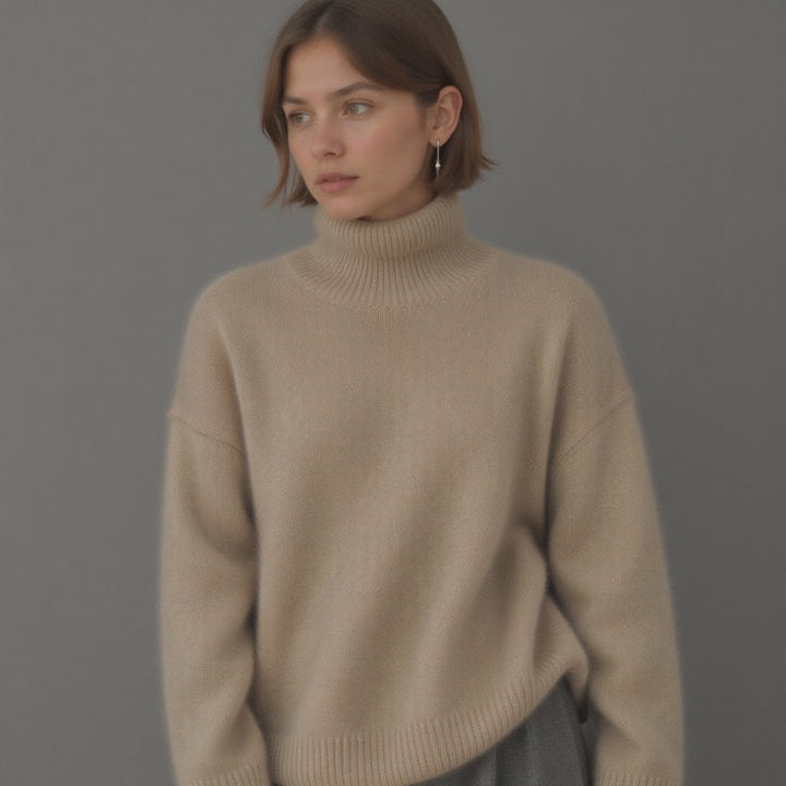 Women's oversized turtleneck knit sweater