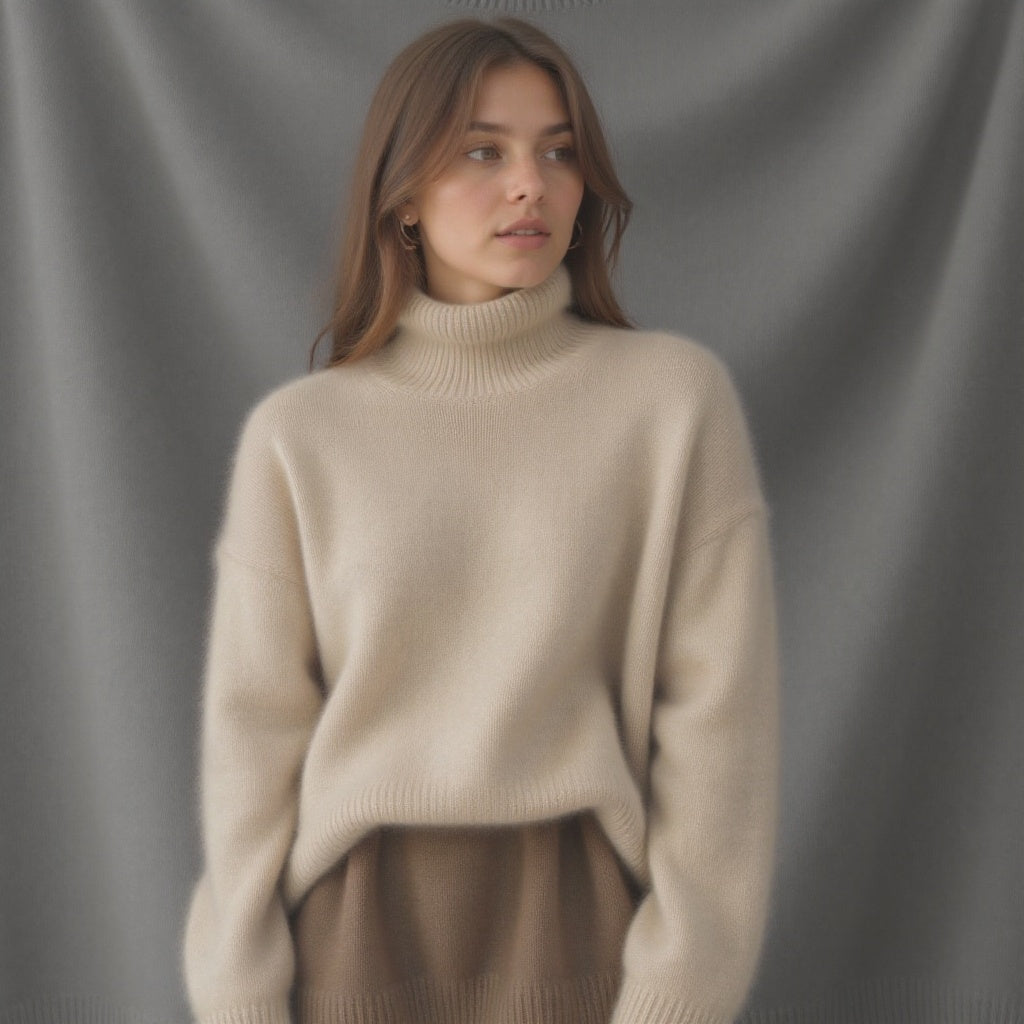 Women's oversized turtleneck knit sweater