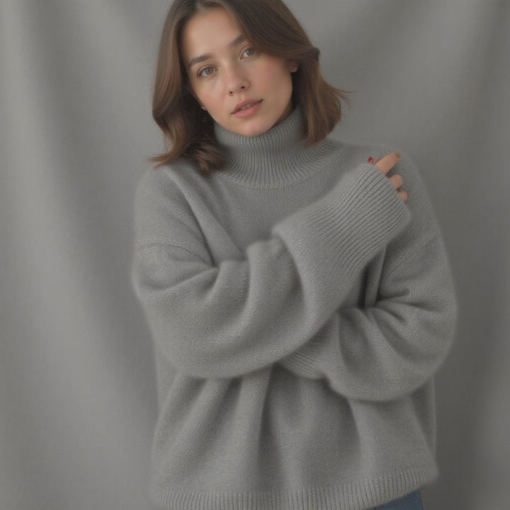 Women's oversized turtleneck knit sweater
