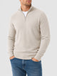 Men's long-sleeve quarter-zip knit sweater with mock neck and ribbed trims