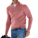Men's long-sleeve quarter-zip knit sweater with mock neck and ribbed trims