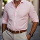 Men's slim fit long sleeve button shirt with classic collar