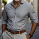 Men's slim fit long sleeve button shirt with classic collar