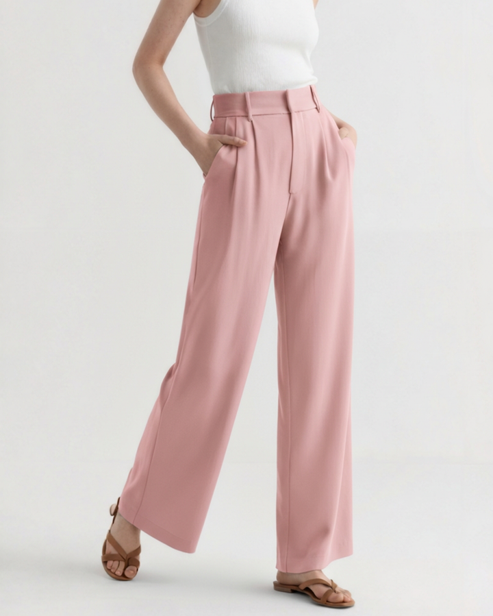 Women's wide-leg tailored trousers with belt loops