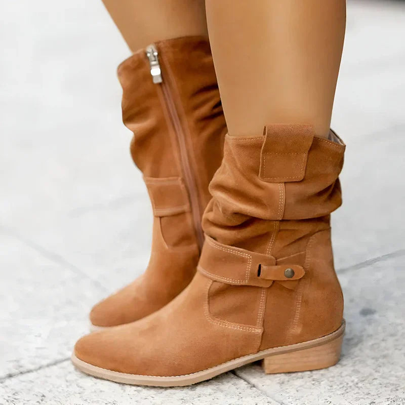 Women's Mid-Calf Comfort Boots in Beige - View 7 | Bellmere