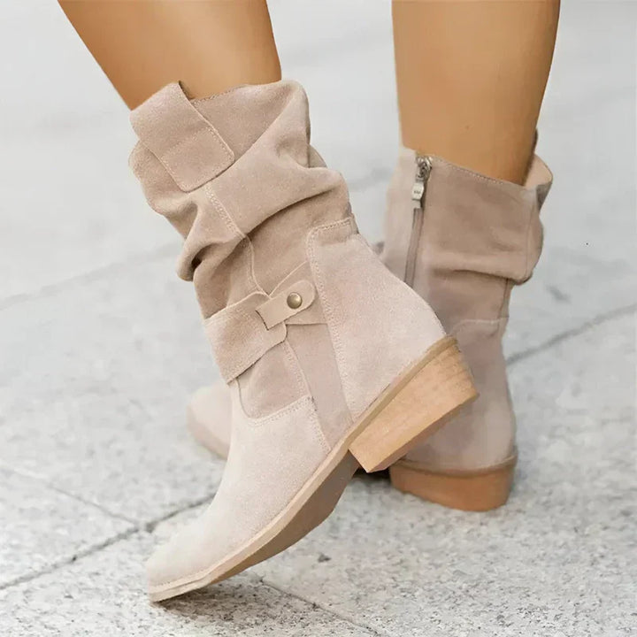 Women's Mid-Calf Comfort Boots in Beige | Bellmere