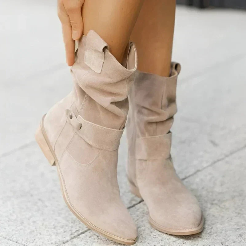 Women's Mid-Calf Comfort Boots in Beige - View 6 | Bellmere