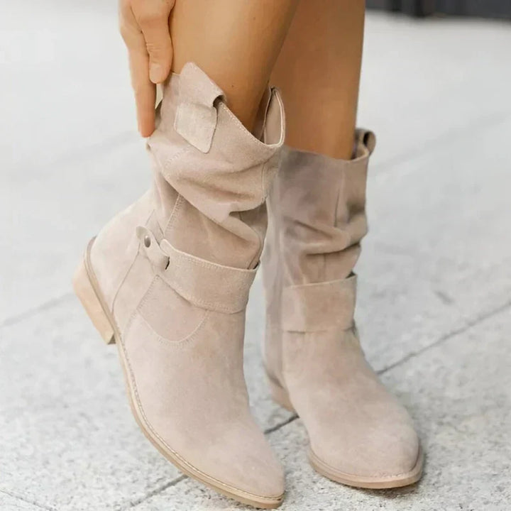 Women's Mid-Calf Comfort Boots in Beige - View 6 | Bellmere