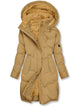 Women's longline hooded parka coat with plush lining, zipper front and front pockets