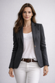 Women's single button blazer with notched lapels in light blue