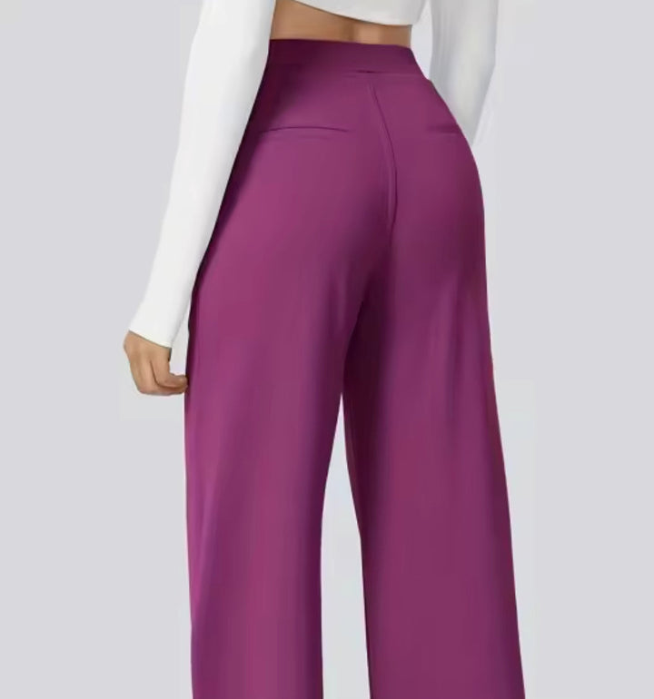 Women's high-waisted wide-leg trousers with side pockets