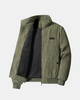 Corduroy jacket with stand collar, zip front and contrasting fleece-style lining
