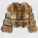 Women's brown faux fur cropped coat with wide cuffs