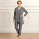 Women's Cardigan Top Pants Set in Taupe Brown - View 6 | Bellmere