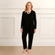 Women's Cardigan Top Pants Set in Taupe Brown - View 3 | Bellmere