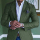 Men's plaid notch lapel blazer with long sleeves and button front