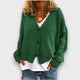 Women's V-neck knit cardigan with long sleeves and button front