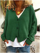 Women's V-neck knitted cardigan with long sleeves and button front