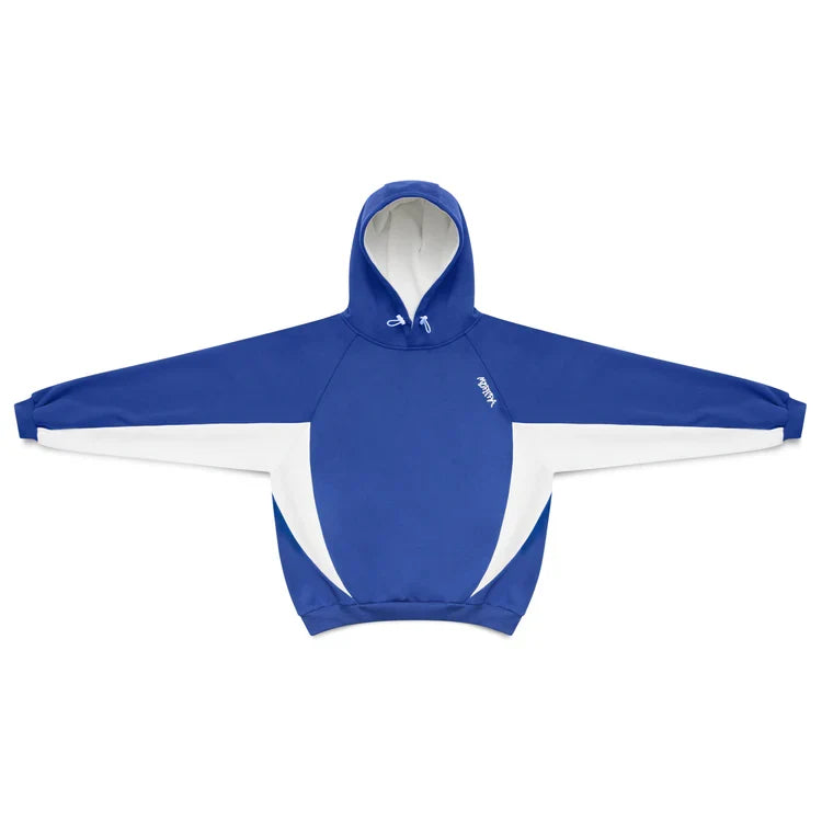 Unisex color block hoodie with drawstring hood and contrasting panels