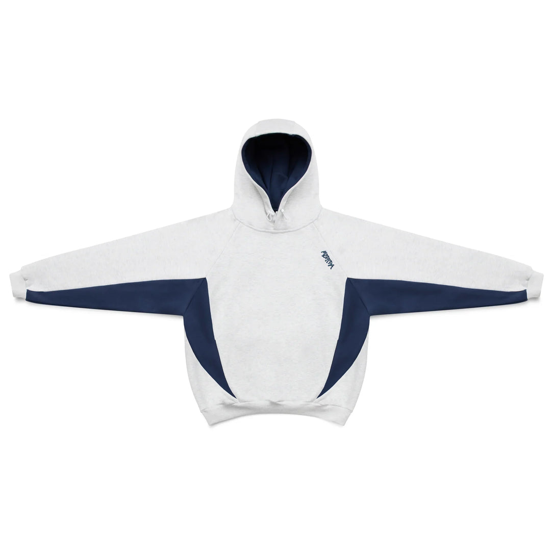 Unisex color block hoodie with drawstring hood and contrasting panels