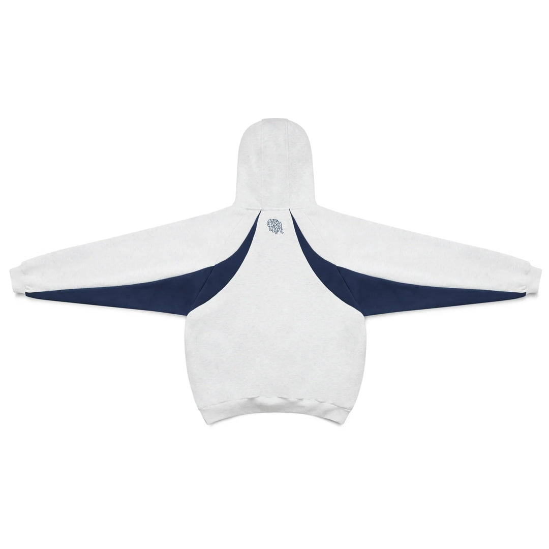 Unisex color block hoodie with drawstring hood and contrasting panels