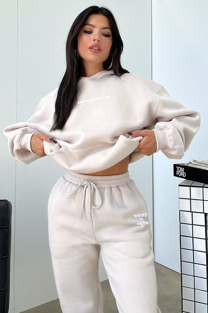Women's bone cropped hoodie with hood, pouch pocket and long sleeves