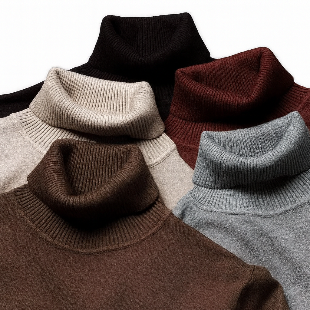 Ribbed turtleneck sweater with long sleeves