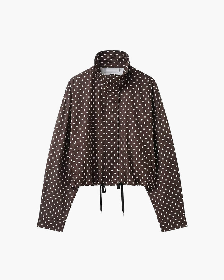 Women's polka dot cropped puffer jacket with high collar