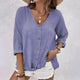 Relaxed V-Neck Button-Up Blouse in Green - View 6 | Bellmere