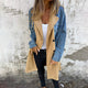 Women's mid-length coat with denim stitch detailing