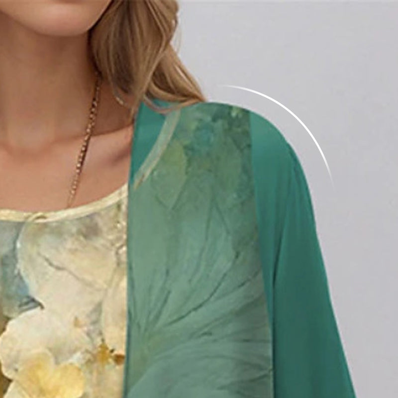 Women's 2-Piece Blouse and Dress Set Kleding & Accessoires in Floral Green - View 7 | Bellmere