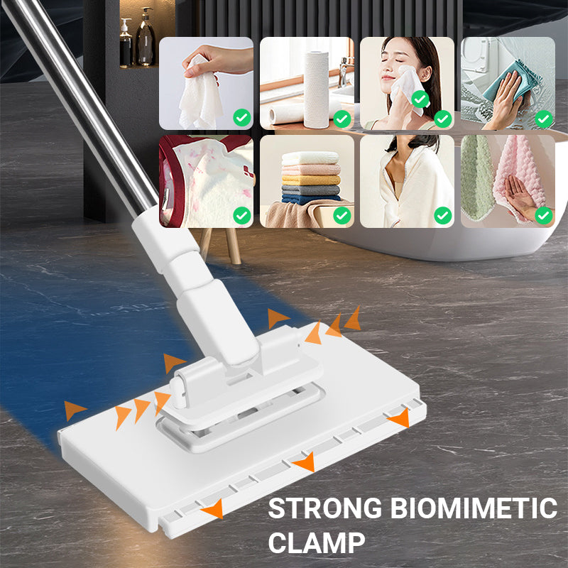 White flat floor dust mop with reusable cloths