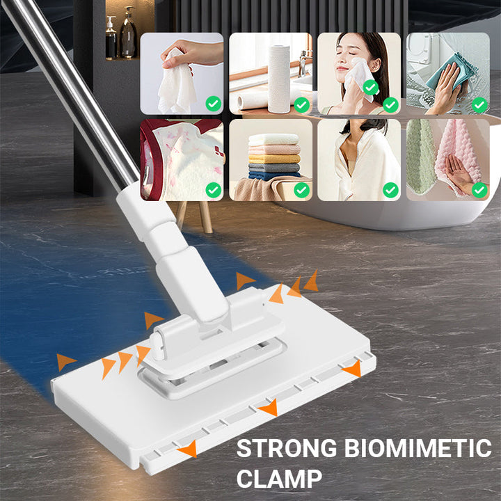White flat floor dust mop with reusable cloths