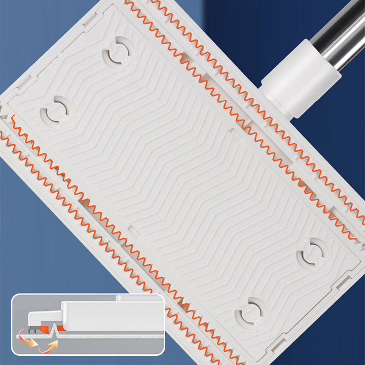 White flat floor dust mop with reusable cloths