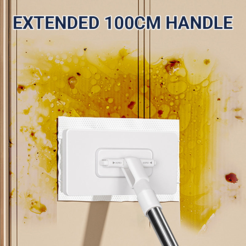 White flat floor dust mop with reusable cloths