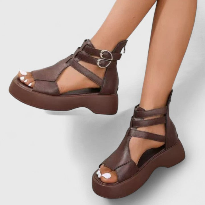 Celia | Women's Platform Gladiator Sandals Multi-Strap Buckle